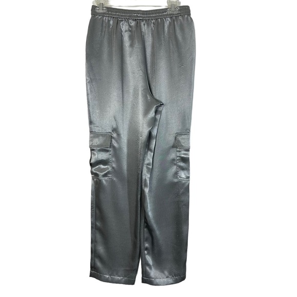 NWOT Boston Proper Silver Elastic Waist Pull-on Pants Straight leg Cargo Pockets - Picture 8 of 15